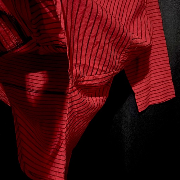 Never Forty Two - Red and Black Striped Collared Button Down - Picture 9 of 12